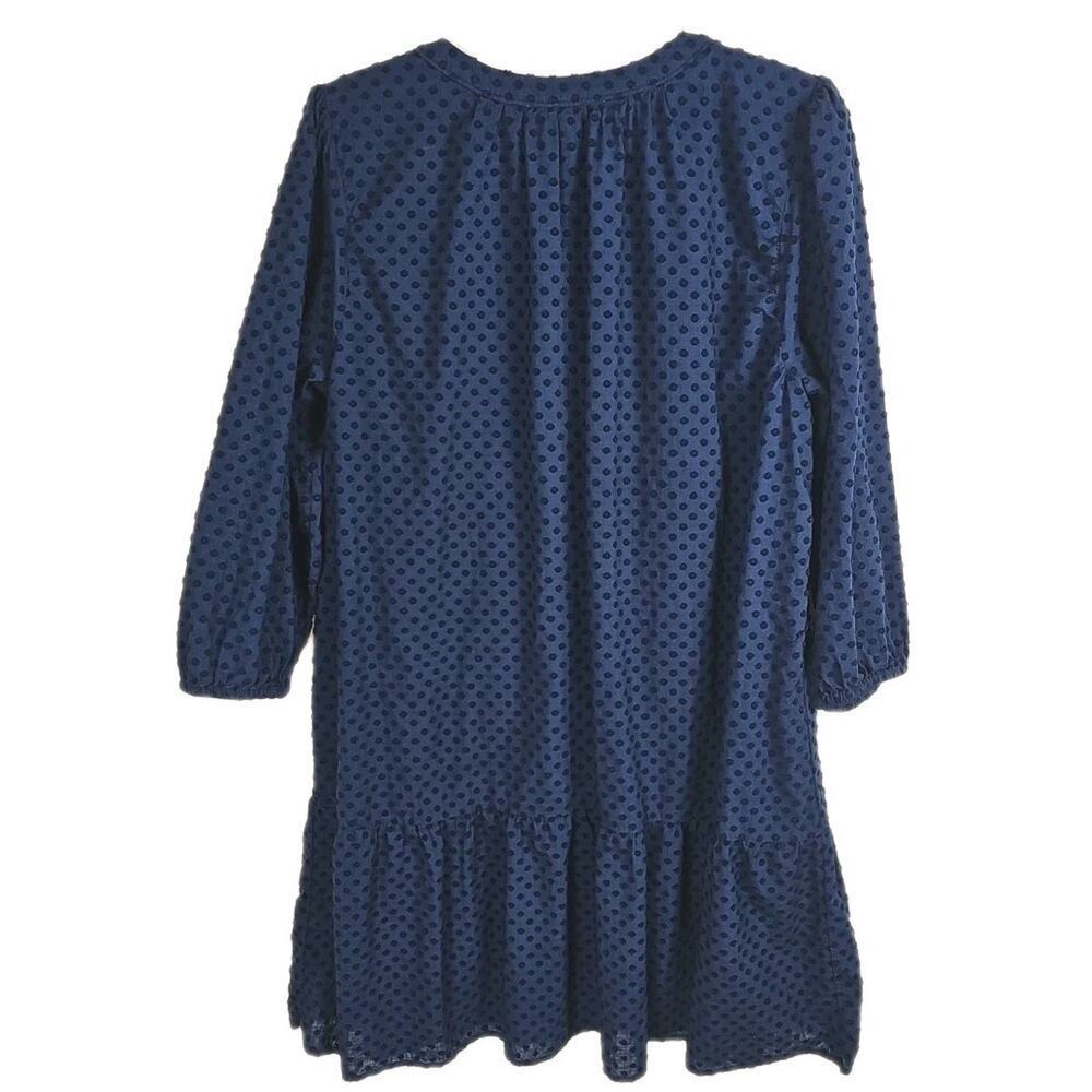 LOFT~Woman Size L~ Navy Blue Henley Flounce Shirtdress Fully Lined. - Picture 6 of 16
